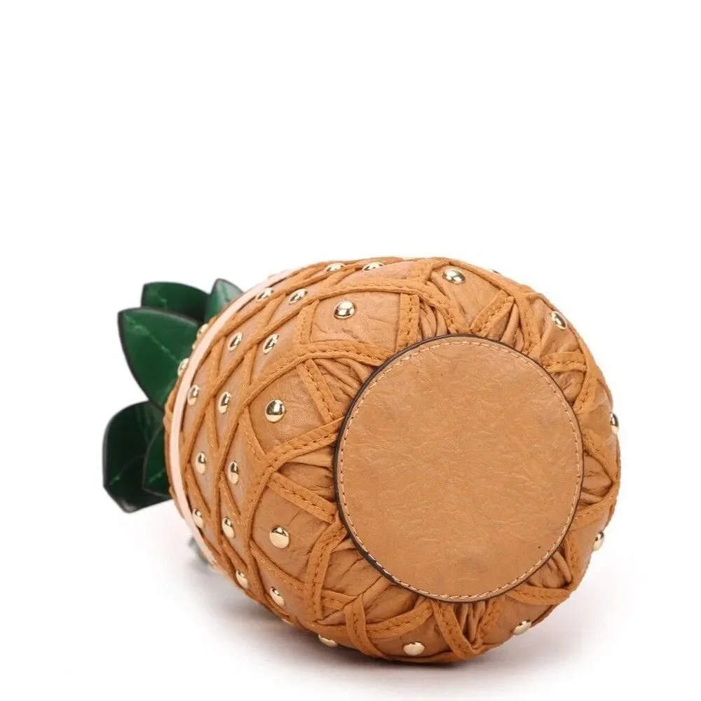 Women's Pineapple Purse Fruit Crossbody Bags With A  Long Chain Accent Strap